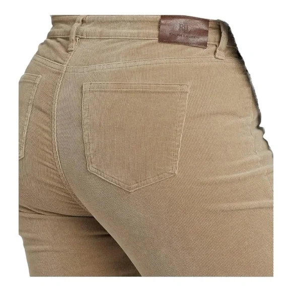 Ralph Lauren Women's Stretch Corduroy Mid-Rise Straight Pants Truffle color - Picture 4 of 10